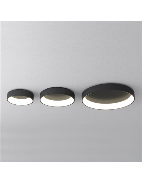 Plafonnier LED DILGA Ø 60 cm, blanc texturé/noir, 48 W, 3730 lm, IRC 90, CL.I, interrupteur à glissière 2700 K-3000 K, avec ou s