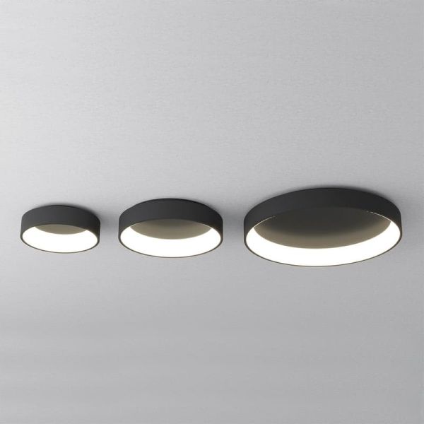 Plafón LED de Techo DILGA Ø 60cm Blanco/Negro texturado, 48W 3730lm, CRI90 CL.I, 2700K-3000K Slide Switch Con y Sin Casambi