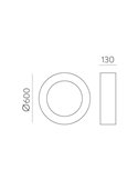 Plafón LED de Techo DILGA Ø 60cm Blanco/Negro texturado, 48W 3730lm, CRI90 CL.I, 2700K-3000K Slide Switch Con y Sin Casambi