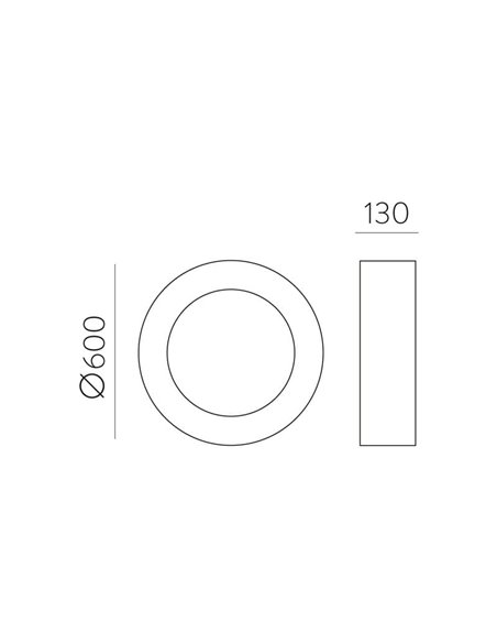 Plafón LED de Techo DILGA Ø 60cm Blanco/Negro texturado, 48W 3730lm, CRI90 CL.I, 2700K-3000K Slide Switch Con y Sin Casambi