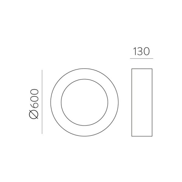 Plafonnier LED DILGA Ø 60cm Blanc Texturé/Noir, 48W 3730lm, CRI90 CL.I, interrupteur à glissière 2700K-3000K avec et sans Casamb