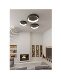 Luminária de teto LED DILGA Ø 60cm Branco/Preto Texturizado, 48W 3730lm, CRI90 CL.I, 2700K-3000K Interruptor deslizante Com e se