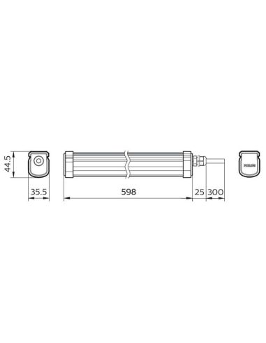 Regleta LED Blanca 60Cm 1.700Lm IP65 IK06 17W ProjectLine Waterproof White Philips | LeonLeds