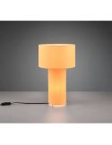 Lampe de table moderne BALE, abat-jour en textile jaune sur une table