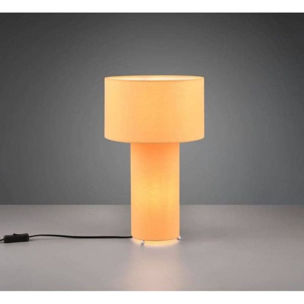 BALE candeeiro de mesa moderno abajur têxtil amarelo sobre uma mesa