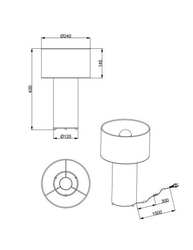 Lampe de table en textile gris BALE,...