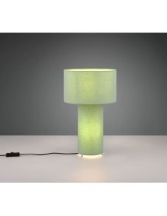 Lámpara de sobremesa BALE pantalla y cuerpo tela verde en una mesa 2