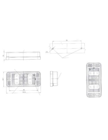 Piloto Macha atrás LED Rectangular 12/24V Homologado Was | LeonLeds