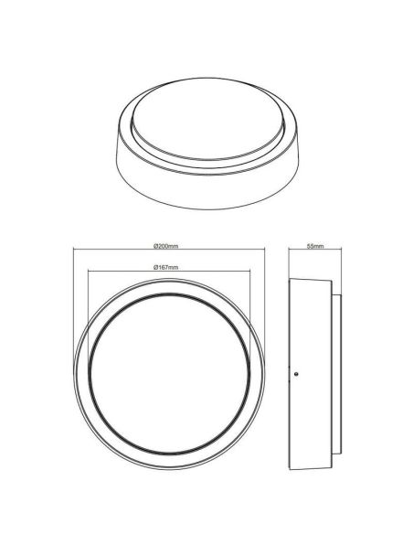 Aplique de pared o plafón LED de techo redondo BREG medidas producto