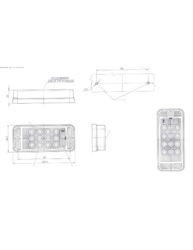 Farol de neblina LED retangular, tampa vermelha, 12/24 V, lente vermelha, homologado, luz vermelha | LeonLeds