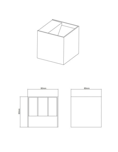 Mesures du produit de l'applique LED carrée ADAJA