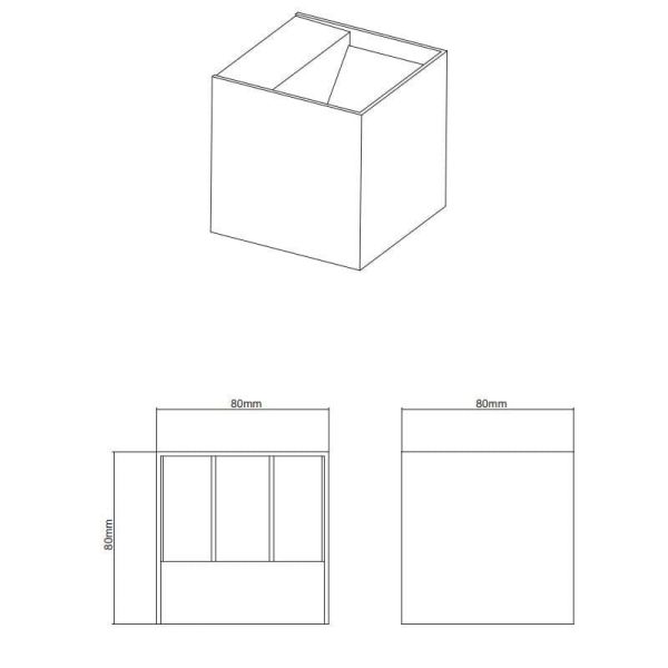 Mesures du produit de l'applique LED carrée ADAJA