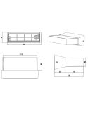 Aplique de pared LED CUANDO exterior, con luz arriba y abajo medidas producto