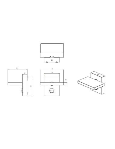 Medidas Aplique de pared LED para exterior con sensor de movimiento HORTON 226369142