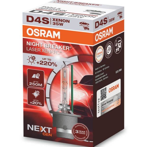 Bombilla Xenon D4S Night Breaker Laser Next Gen + 220% mas de luz (Caja cartón 1 Und.) 66440XNN Osram 4052899631359 | LeonLeds