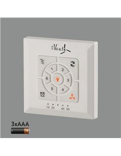 Commande murale à piles Ventilateur de plafond : Marche/Arrêt, Fonction Inversion, Régulateur de vitesse, Programmation et Vent  2