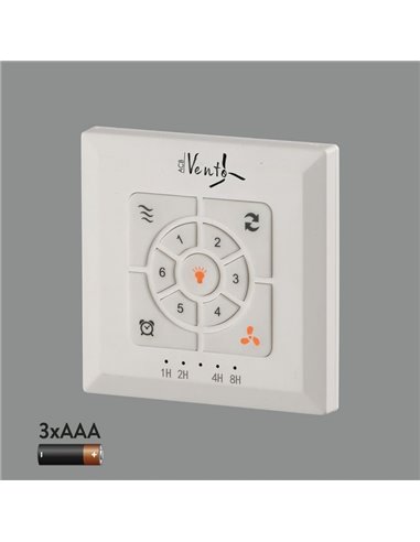 Commande murale à piles Ventilateur de plafond : Marche/Arrêt, Fonction Inversion, Régulateur de vitesse, Programmation et Vent 