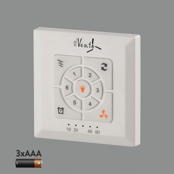 Commande murale à piles Ventilateur de plafond : Marche/Arrêt, Fonction Inversion, Régulateur de vitesse, Programmation et Vent 
