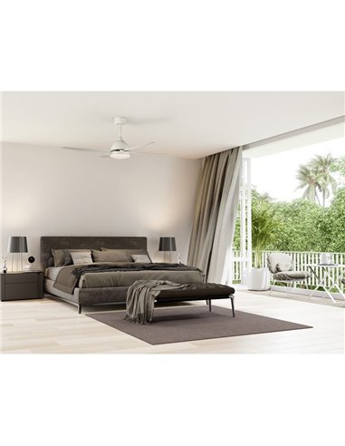 Ventilador de techo LED BARINE Blanco Mate, 24W 2300lm + MOTOR DC 32W, CRI80 CL.I, Mando a distancia, Regulable 3000K-4000K-6000