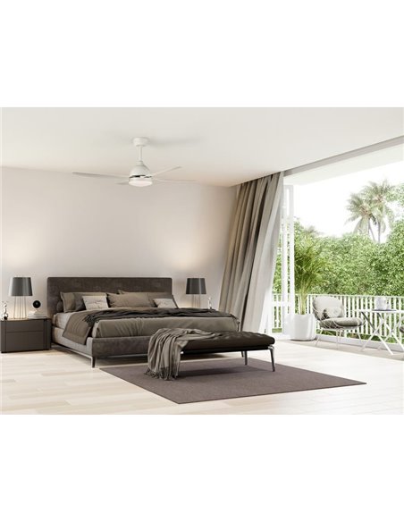 Ventilador de techo LED BARINE Blanco Mate, 24W 2300lm + MOTOR DC 32W, CRI80 CL.I, Mando a distancia, Regulable 3000K-4000K-6000