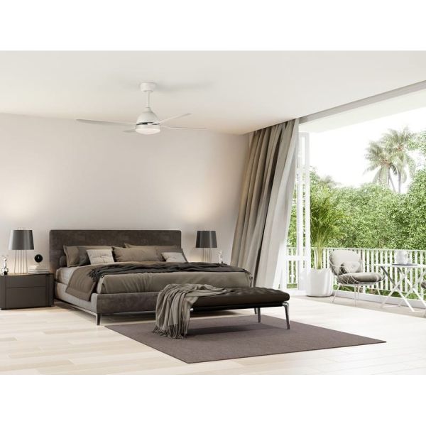 BARINE Ventilateur de Plafond LED Blanc Mat, 24W 2300lm + MOTEUR 32W DC, CRI80 CL.I, Télécommande, Dimmable 3000K-4000K-6000