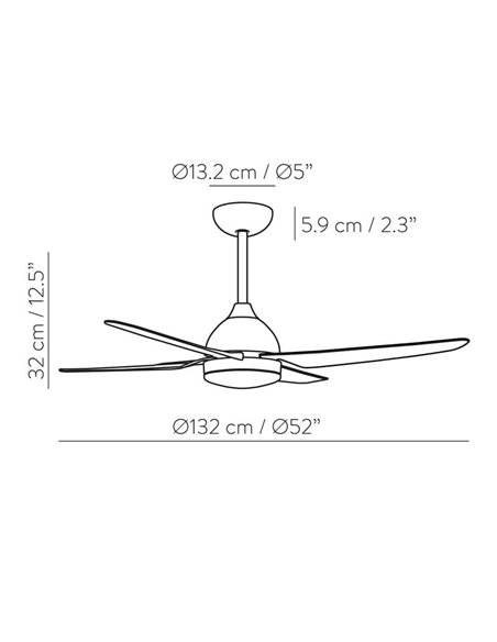 BARINE Ventilateur de Plafond LED Blanc Mat, 24W 2300lm + MOTEUR 32W DC, CRI80 CL.I, Télécommande, Dimmable 3000K-4000K-6000