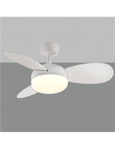 Ventoinha BISE LED branca com pás reversíveis (branca/madeira), 22W 2200lm DC, 35W 3000K-4000K-6500K