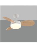 Ventoinha BISE LED branca com pás reversíveis (branca/madeira), 22W 2200lm DC, 35W 3000K-4000K-6500K