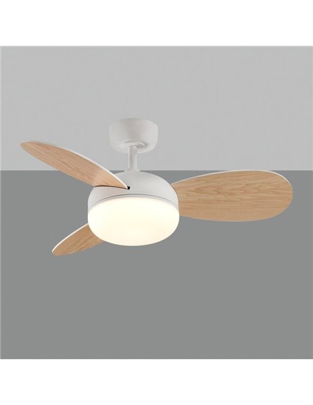 Ventilador LED BISE blanco palas: blanco/madera, 22W 2200lm DC, 35W 3000K-4000K-6500K