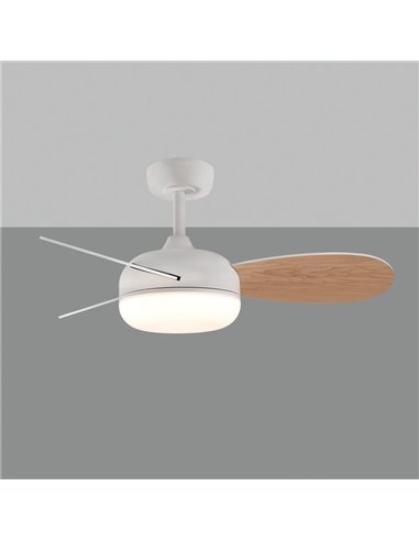 Ventilador LED BISE blanco palas: blanco/madera, 22W 2200lm DC, 35W 3000K-4000K-6500K
