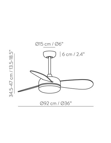Ventoinha BISE LED branca com pás reversíveis (branca/madeira), 22W 2200lm DC, 35W 3000K-4000K-6500K