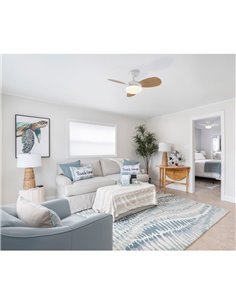 Ventoinha BISE LED branca com pás reversíveis (branca/madeira), 22W 2200lm DC, 35W 3000K-4000K-6500K 2