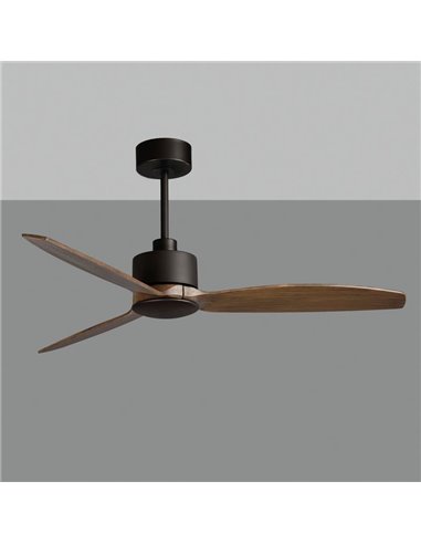 Ventilateur de plafond Garbin Noir/Noyer, MOTEUR DC 30W, CL.I, Télécommande