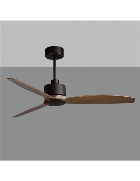 Ventilador de techo garbin Negro/Nogal, MOTOR DC 30W, CL.I, Mando a distancia