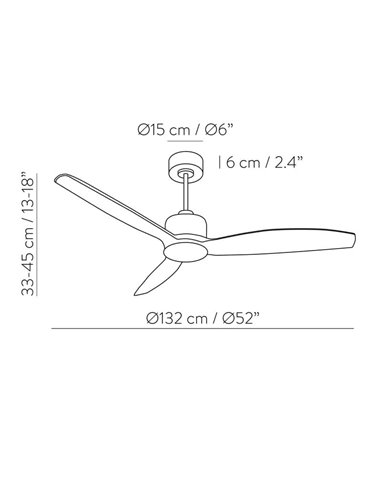 Ventilador de techo garbin Negro/Nogal, MOTOR DC 30W, CL.I, Mando a distancia