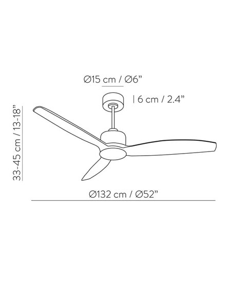 Ventilateur de plafond Garbin Noir/Noyer, MOTEUR DC 30W, CL.I, Télécommande