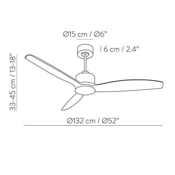 Ventilador de teto Garbin Black/Walnut, 30W DC MOTOR, CL.I, controle remoto