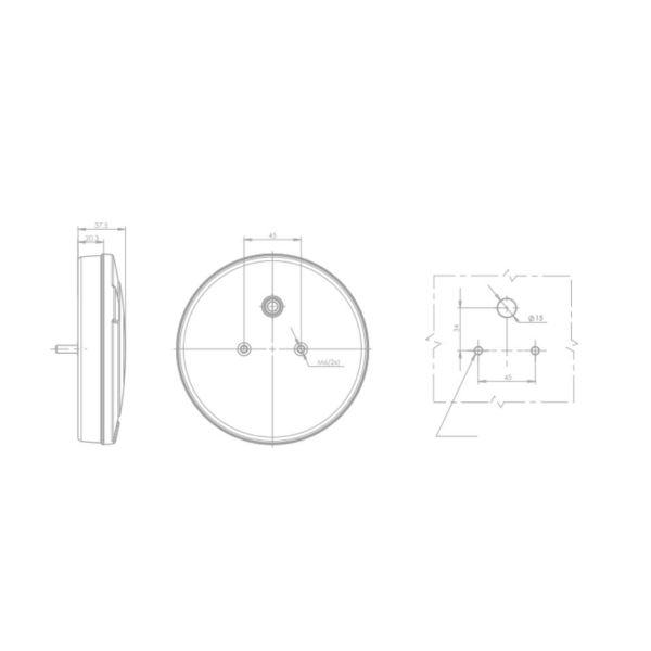 Feu de recul LED Rond Encastré 12/24V