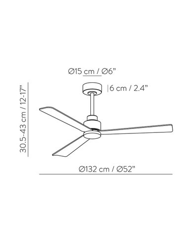 Ventilador de teto preto GREGAL, MOTOR 35W DC, CL.I, controle remoto