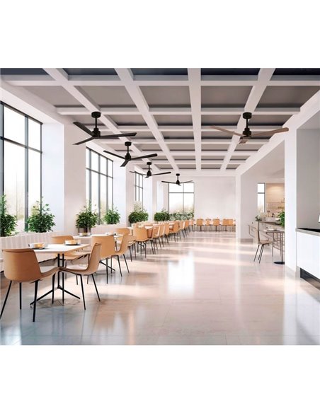 Ventilador de techo GREGAL Negro/Nogal, MOTOR DC 35W, CL.I, Mando a distancia