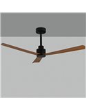 Ventilador de teto GREGAL preto/nogueira, MOTOR 35W DC, CL.I, controle remoto