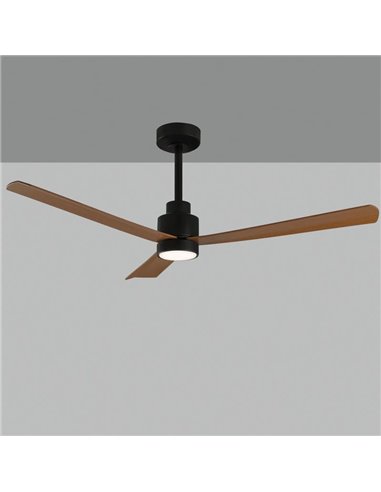 Ventilador de teto GREGAL preto/nogueira, MOTOR 35W DC, CL.I, controle remoto