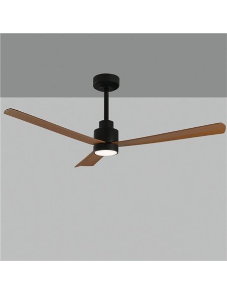 Ventilador de techo GREGAL Negro/Nogal, MOTOR DC 35W, CL.I, Mando a distancia