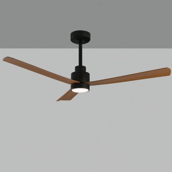 Ventilador de teto GREGAL preto/nogueira, MOTOR 35W DC, CL.I, controle remoto