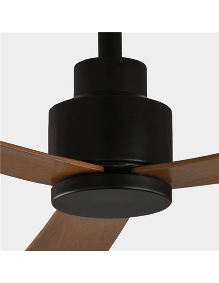 Ventilador de techo GREGAL Negro/Nogal, MOTOR DC 35W, CL.I, Mando a distancia