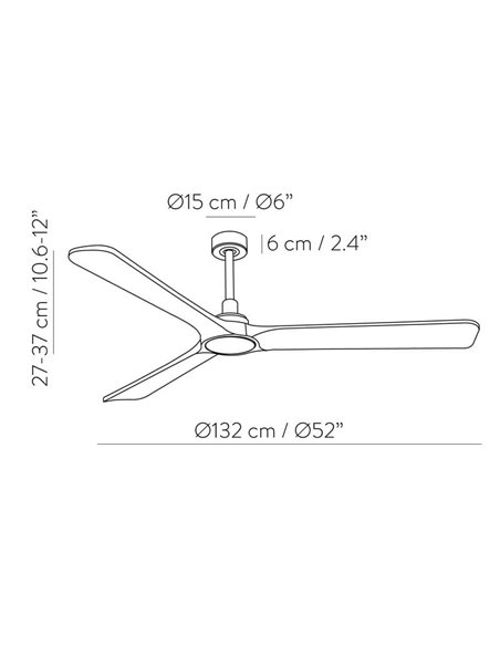 Ventilateur de plafond sans éclairage ROK Blanc, MOTEUR DC 32W, CL.I, Télécommande