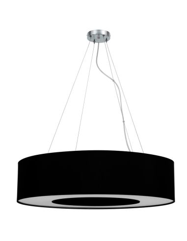 Grande Suspension Ronde Textile Noir 80Cm pour 4 Ampoules Design Moderne | leonleds