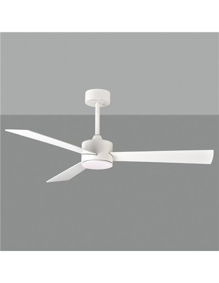 Ventilador de teto SHAMAL LED com lâminas reversíveis: branco/madeira, LED 22W 2200lm DC 35W, com controle remoto, 3000K-4000K-6