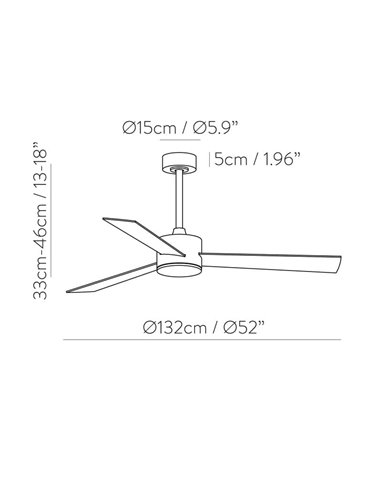 SHAMAL Ventilateur de plafond LED à pales réversibles : blanc/bois, LED 22W 2200lm DC 35W, avec télécommande, 3000K-4000K-6500K