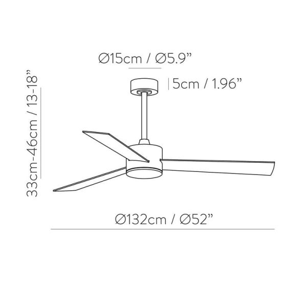 SHAMAL Ventilateur de plafond LED à pales réversibles : blanc/bois, LED 22W 2200lm DC 35W, avec télécommande, 3000K-4000K-6500K